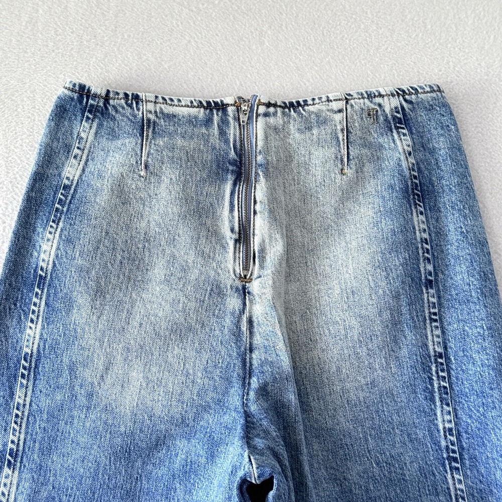 Pilcro Anthropolgie Jeans Womens‎ 28 Wide Leg Ankle Crop Denim Back Zip Fade - Picture 8 of 13